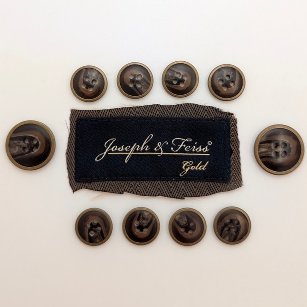 Joseph & Feiss Replacement Suit Buttons Blazer Sport Coat Set of 10‎ Gold Brown